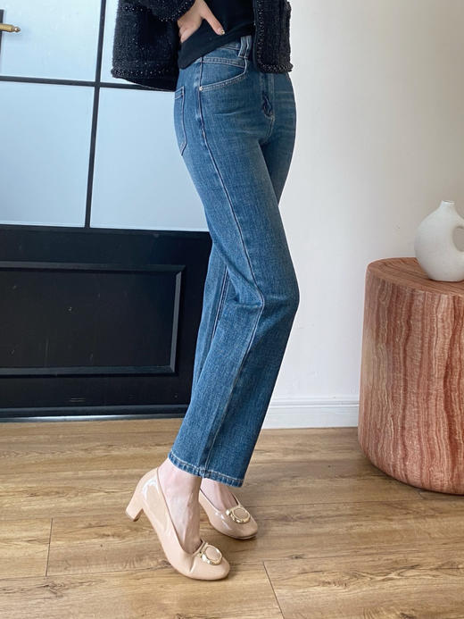 宋茜同款四面弹九分直筒牛仔裤100 商品图7