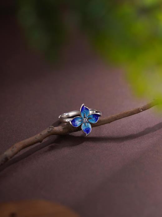 子佩集【花开欢愉】S925银戒指【JZ00341】四叶草蓝色珐琅彩2509 商品图3