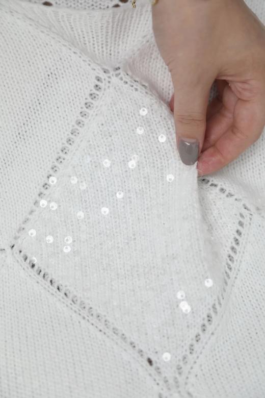 老米优品🎈3-7天发！高端系列《新西兰绵羊毛🐏⭐满天星手工珠片针织衫》微微镂空+绣珠片，犹如坠入满天星河！ 商品图3