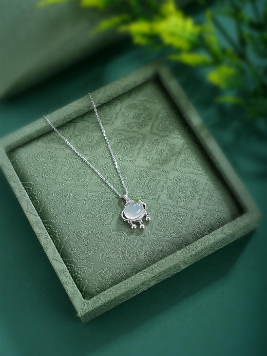 子佩集【竹锁清欢】S925银套链【XL090299】白玉髓锁珐琅彩竹叶项链2509 商品图0