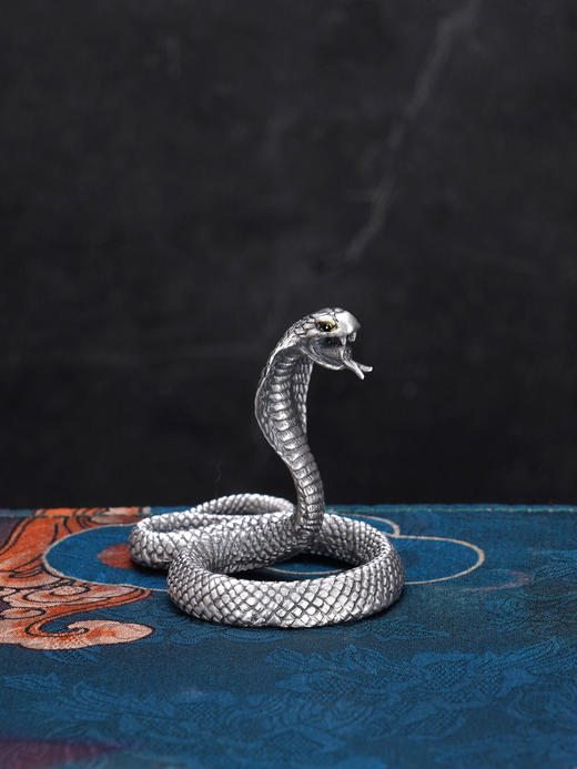 子佩集【十二生肖】S999银茶宠【CC414】蛇小摆件2509 商品图3