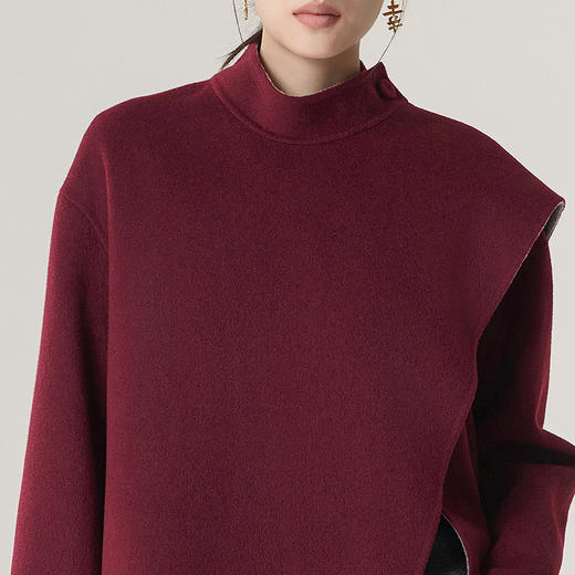 【林栖设计小店】雾织山花系列绵羊毛双面呢外套双穿斗篷风气质短款2025秋冬新款大衣女1954032 商品图3