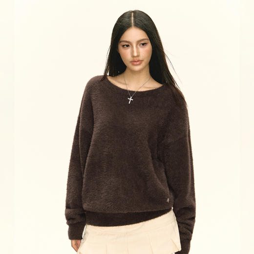 Ariseism 美式复古设计感圆领毛衣女秋季新款宽松上衣 商品图1