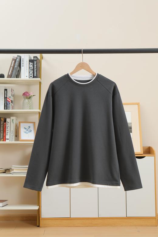 WOODSWOOL丛绒男装假两件肌理感长袖磨毛T恤 商品图5