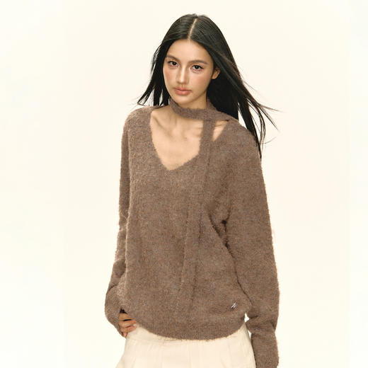 Ariseism 美式复古设计感红色套头毛衣女秋季新款上衣 商品图1