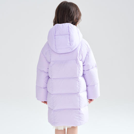 笛莎Deesha 2025冬季女童时尚三防连帽长款面包服羽绒服 商品图1