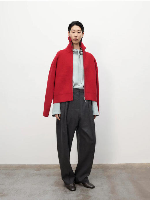 Studio Nicholson 25AW 绯红色SANDOS美丽诺羊毛翻领针织开衫 商品图0