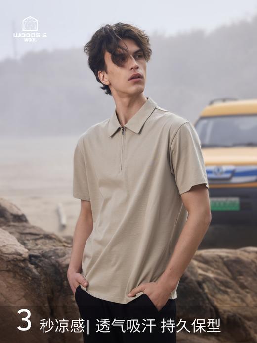 WOODSWOOL丛绒 尼恩半拉链Polo短袖舒适柔感WW050105PL 商品图1