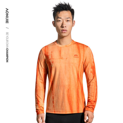 奥尼捷羊毛长袖户外运动速干衣男裤吸湿透气越野跑训练服徒步登山户外T恤F5253 商品图5