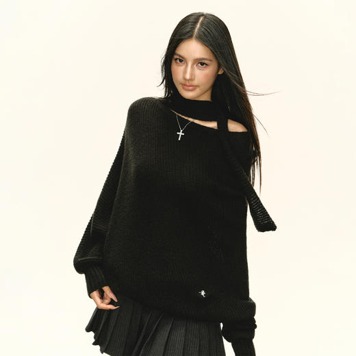 Ariseism 美式复古设计感路肩针织衫毛衣女秋季新款上衣 商品图4