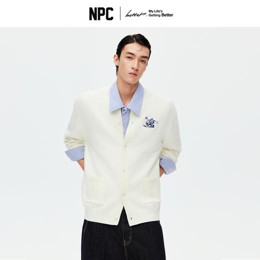 NPC潮牌【青花鹤福】系列刺绣图案针织开衫老钱百搭上新NP59SW13 商品图0