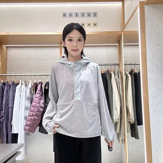 2楼素然绒感细格针织布连帽衫2150 商品图0