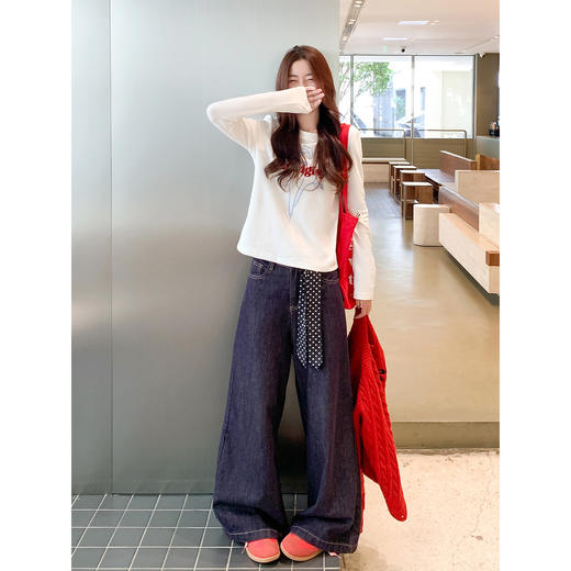 <曾小咸推荐>字母设计圆领长袖T恤 商品图1