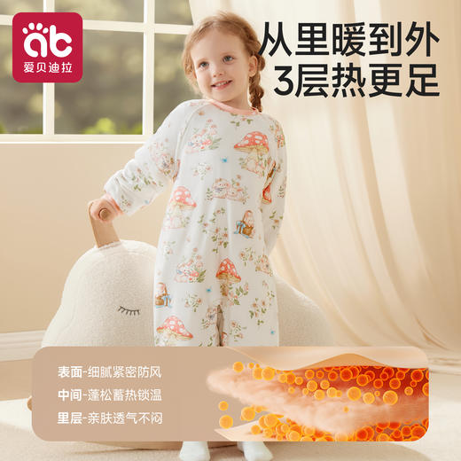 儿童连体睡衣秋冬季加厚2025新款竹棉睡袋男女宝宝保暖家居服长袖 商品图3