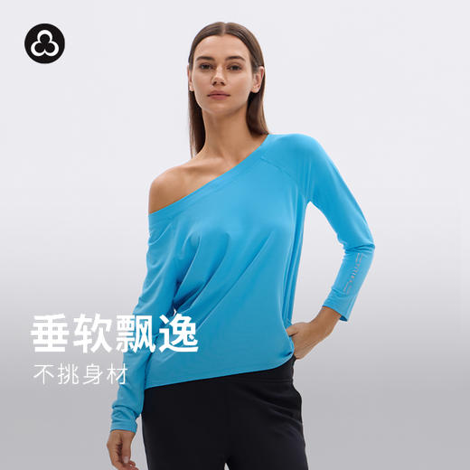 TITIKA船领长袖宽松T恤秋季落肩女款不规则运动休闲上衣11220 商品图0