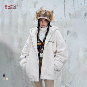 BJHG不计后果羊羔绒棉服男款秋冬季90白鸭绒棉袄羽绒服连帽外套女