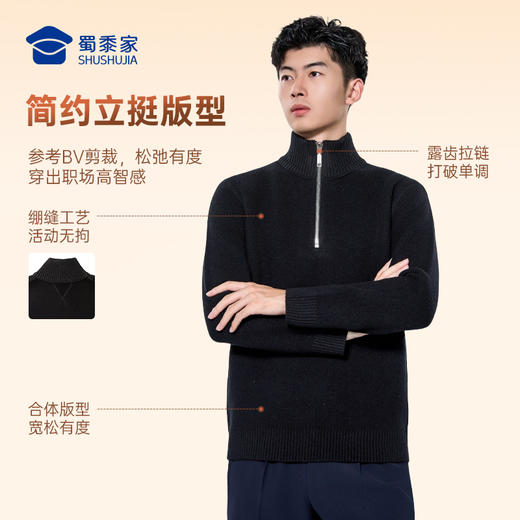 【实付满399送保温杯】【重磅粗针绵羊毛保暖立领毛衣】半拉链休闲毛衣毛衫通勤打底长袖上衣MT503 商品图4