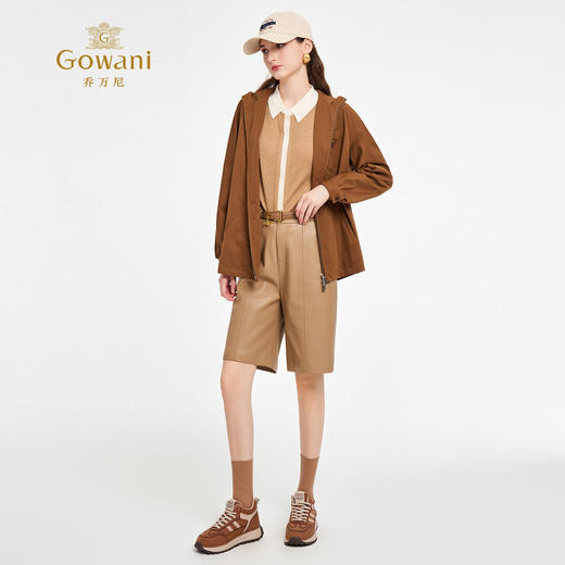 乔万尼新品2025秋挺括A版宽松连帽短款风衣外套ED3B233 商品图3