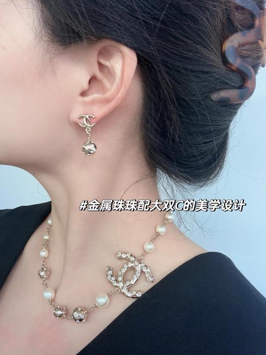 香奈儿 24B早秋最新款绝美系列黑花边白c珍珠颈链项链（XK） 商品图0
