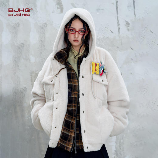BJHG不计后果贴贴仿兔绒毛绒外套棉服男女款秋棉衣加厚高级感夹克 商品图3