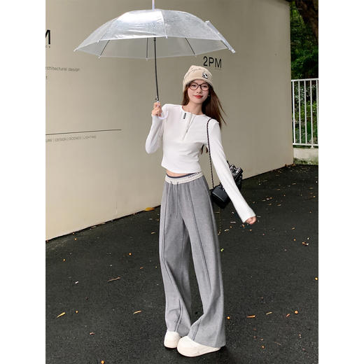 <曾小咸推荐>设计感撞色灰色休闲裤 商品图3