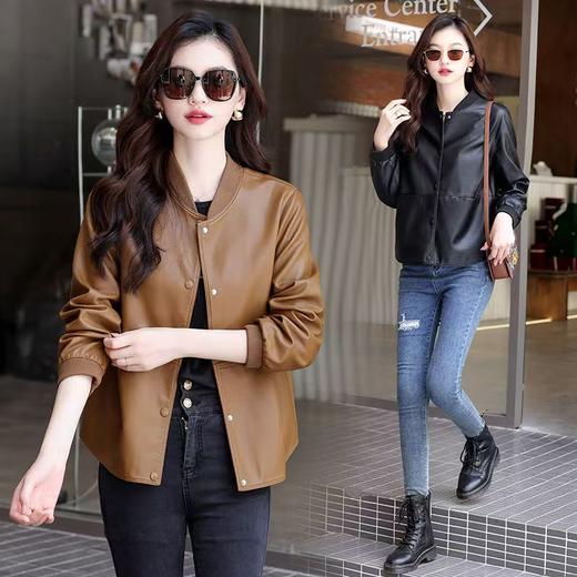 真皮皮衣女短款棒球服2025新款春秋韩版绵羊皮夹克宽松小外套 商品图3
