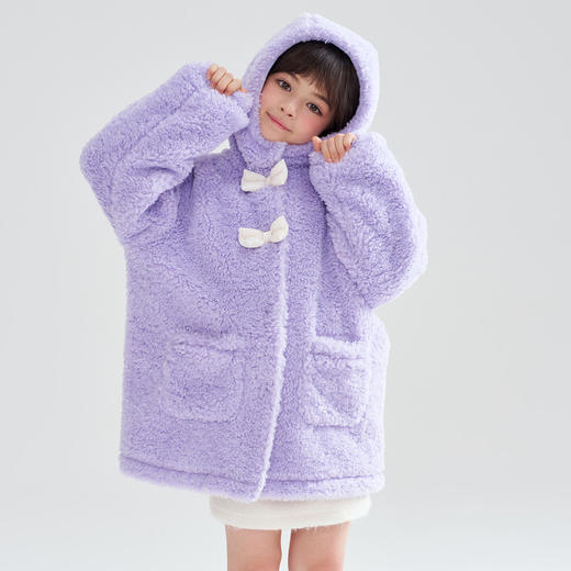 笛莎Deesha 2025冬季女童甜美洋气羊羔绒连帽外套 商品图2