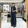 2楼素然水洗菱型格牛仔阔腿裤2150 商品缩略图1