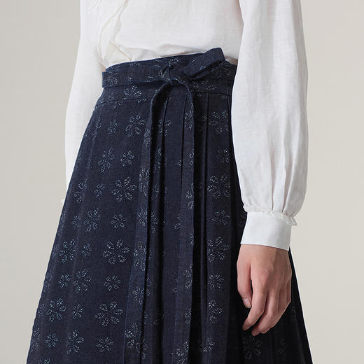 【林栖设计小店】【草木丹宁】雾织山花系列牛仔棉半身裙国风提花2025秋冬新款马面裙女1954056 商品图3