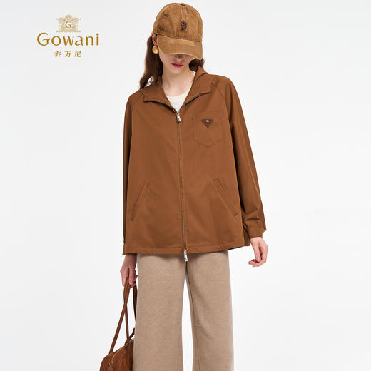 乔万尼新品2025秋挺括A版宽松连帽短款风衣外套ED3B233 商品图2