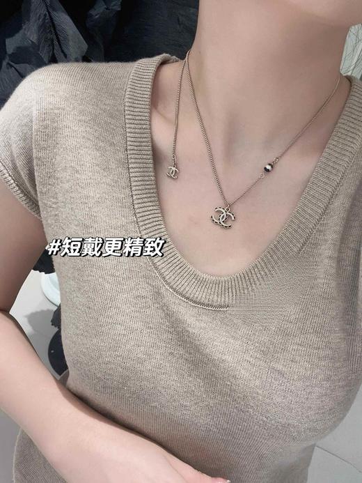 香奈儿 24B早秋最新款绝美系列 黑花边白c珍珠项链（XK） 商品图3