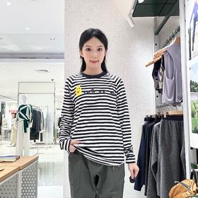 2楼素然A0253TS07磨毛图案圆领长袖T恤795