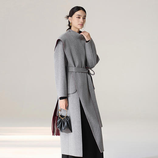 【林栖设计小店】雾织山花系列绵羊毛双面呢外套双穿斗篷风气质短款2025秋冬新款大衣女1954032 商品图4