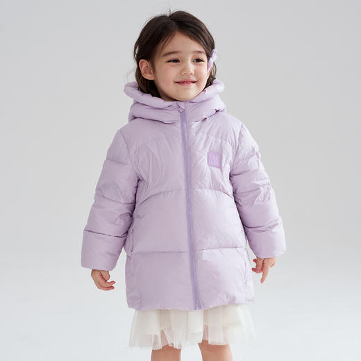 笛莎Deesha 2025冬季女童时尚趣味三防90绒连帽中长款羽绒服 商品图0