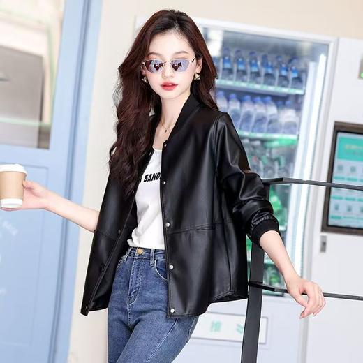 真皮皮衣女短款棒球服2025新款春秋韩版绵羊皮夹克宽松小外套 商品图2