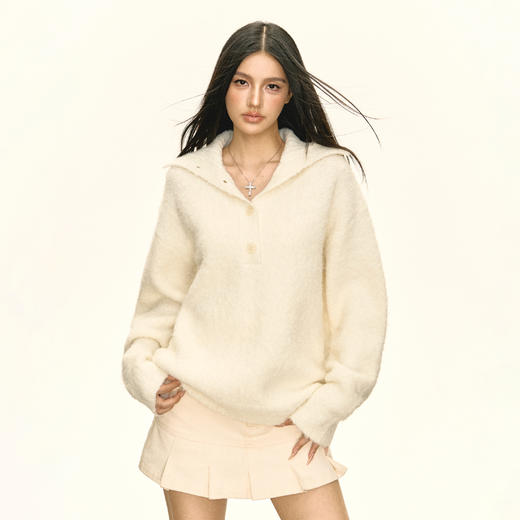 Ariseism 美式复古设计感宽松翻领毛衣女秋季新款上衣 商品图1