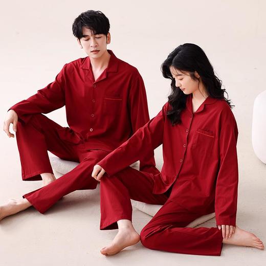 【本命年·婚礼·新婚睡衣】红色情侣睡衣秋冬纯棉长袖公主风新婚家居服秋天男女士结婚睡衣 商品图0