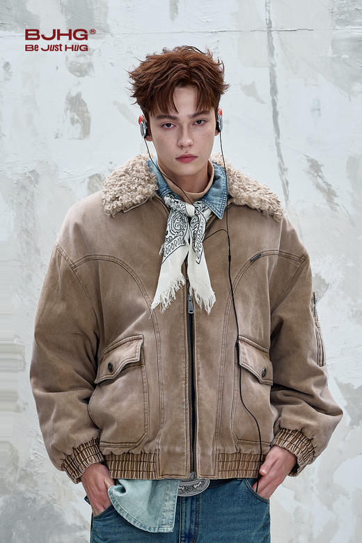 BJHG不计后果复古做旧工装棉服男款秋季痞帅可拆卸防寒棉衣外套女 商品图5