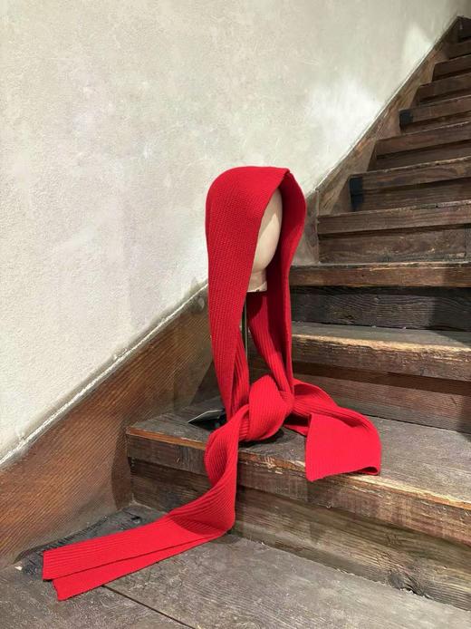 Studio Nicholson 25AW 绯红色FIFE美丽诺羊毛连帽围巾 商品图0