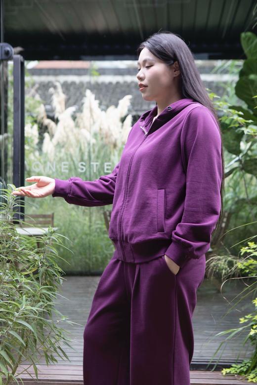 现货，今天发！💜【紫色 纯棉卫衣套装】上衣带帽，螺纹收口，久洗不变形！休闲裤脚口2穿，抽绳设计可束口，可直筒！普罗旺斯的幸运薰衣草紫色 商品图3