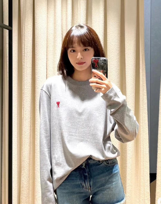 AM*男女款刺绣爱心长袖打底衫 商品图2