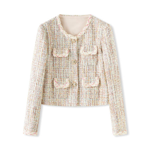 「高货wl」全新升级【铂金会员385/天猫519/差价134】(02015)洛诗琳轻奢名媛小香风外套2025秋季重工编织粗花呢外套女 商品图4