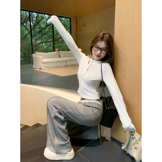 <曾小咸推荐>设计感撞色灰色休闲裤 商品图4