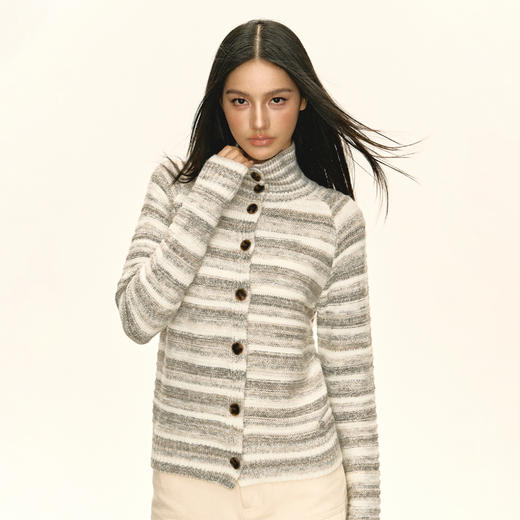 Ariseism 美式复古设计感长袖针织衫开衫毛衣女秋季新款上衣 商品图1