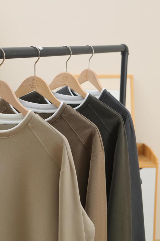 WOODSWOOL丛绒男装假两件肌理感长袖磨毛T恤 商品图1