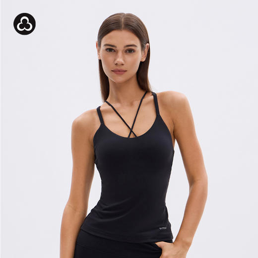 TITIKA前交叉款柔舒抗菌运动背心带胸垫长款瑜伽跑步健身衣11231 商品图0