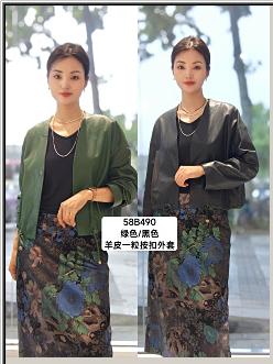 58B490羊皮一粒按扣外套 商品图0