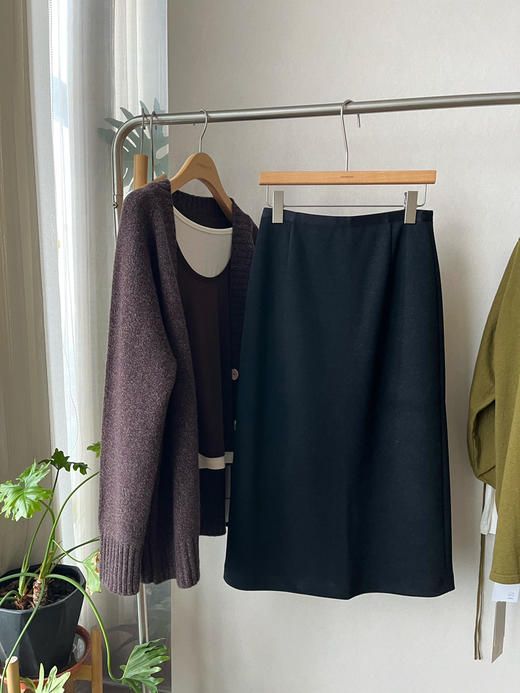 【一条搭所有】噢蜜ooomeooo羊毛混纺直筒松紧腰半身裙 商品图3