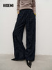HIDEMI 进口绵羊毛色织可拆卸腰带条纹阔腿裤加厚款长裤 商品缩略图1