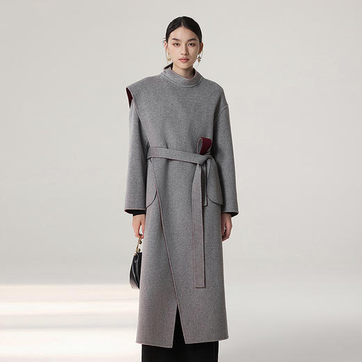 【林栖设计小店】雾织山花系列绵羊毛双面呢外套双穿斗篷风气质短款2025秋冬新款大衣女1954032 商品图1